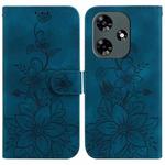 For Infinix Hot 30 Lily Embossed Leather Phone Case(Dark Blue)