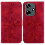 For Infinix Hot 30 Lily Embossed Leather Phone Case(Red)