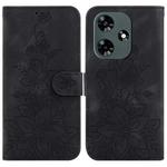 For Infinix Hot 30 Lily Embossed Leather Phone Case(Black)