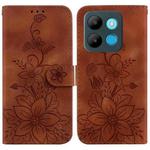 For Infinix Smart 7 African / X6515 Lily Embossed Leather Phone Case(Brown)