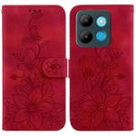 For Infinix Smart 7 African / X6515 Lily Embossed Leather Phone Case(Red)