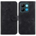 For Infinix Smart 7 African / X6515 Lily Embossed Leather Phone Case(Black)