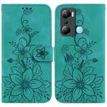 For Infinix Hot 20i Lily Embossed Leather Phone Case(Green)