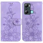 For Infinix Hot 20i Lily Embossed Leather Phone Case(Purple)