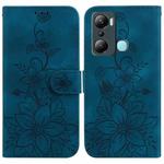 For Infinix Hot 20i Lily Embossed Leather Phone Case(Dark Blue)
