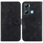 For Infinix Hot 20i Lily Embossed Leather Phone Case(Black)
