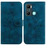 For Infinix Hot 20 Play Lily Embossed Leather Phone Case(Dark Blue)