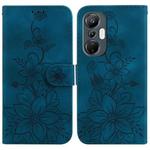 For Infinix Hot 20S Lily Embossed Leather Phone Case(Dark Blue)
