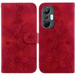 For Infinix Hot 20S Lily Embossed Leather Phone Case(Red)