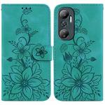 For Infinix Hot 20 Lily Embossed Leather Phone Case(Green)
