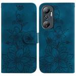 For Infinix Hot 20 Lily Embossed Leather Phone Case(Dark Blue)