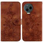 For Infinix Note 12 Pro 4G / Note 12 2023 Lily Embossed Leather Phone Case(Brown)