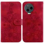 For Infinix Note 12 Pro 4G / Note 12 2023 Lily Embossed Leather Phone Case(Red)