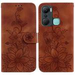 For Infinix Hot 12 Pro Lily Embossed Leather Phone Case(Brown)