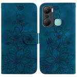 For Infinix Hot 12 Pro Lily Embossed Leather Phone Case(Dark Blue)