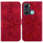 For Infinix Hot 12 Pro Lily Embossed Leather Phone Case(Red)