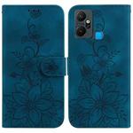 For Infinix Smart 6 Plus Lily Embossed Leather Phone Case(Dark Blue)