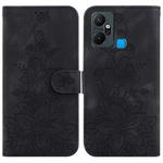 For Infinix Smart 6 Plus Lily Embossed Leather Phone Case(Black)