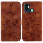 For Infinix Hot 12 Play Lily Embossed Leather Phone Case(Brown)