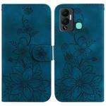 For Infinix Hot 12 Play Lily Embossed Leather Phone Case(Dark Blue)