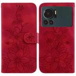 For Infinix Note 12 VIP Lily Embossed Leather Phone Case(Red)