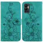 For Infinix Hot 12 Lily Embossed Leather Phone Case(Green)