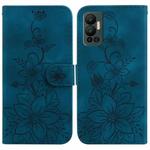 For Infinix Hot 12 Lily Embossed Leather Phone Case(Dark Blue)