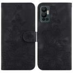 For Infinix Hot 12 Lily Embossed Leather Phone Case(Black)