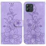 For Infinix Hot 11 2022 Lily Embossed Leather Phone Case(Purple)
