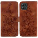 For Infinix Hot 11 2022 Lily Embossed Leather Phone Case(Brown)