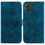 For Infinix Hot 11 2022 Lily Embossed Leather Phone Case(Dark Blue)