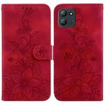 For Infinix Hot 11 2022 Lily Embossed Leather Phone Case(Red)