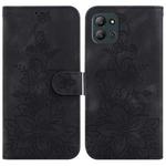 For Infinix Hot 11 2022 Lily Embossed Leather Phone Case(Black)