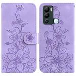 For Infinix Hot 12i Lily Embossed Leather Phone Case(Purple)