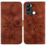 For Infinix Hot 12i Lily Embossed Leather Phone Case(Brown)