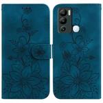 For Infinix Hot 12i Lily Embossed Leather Phone Case(Dark Blue)