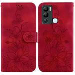For Infinix Hot 12i Lily Embossed Leather Phone Case(Red)