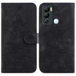 For Infinix Hot 12i Lily Embossed Leather Phone Case(Black)