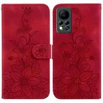 For Infinix Hot 11s NFC / X6812B Lily Embossed Leather Phone Case(Red)