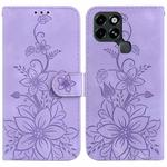 For Infinix Smart 6 Lily Embossed Leather Phone Case(Purple)