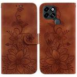 For Infinix Smart 6 Lily Embossed Leather Phone Case(Brown)