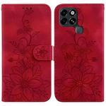 For Infinix Smart 6 Lily Embossed Leather Phone Case(Red)