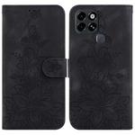 For Infinix Smart 6 Lily Embossed Leather Phone Case(Black)