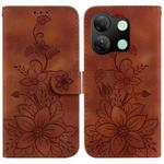 For Infinix Smart 7 HD Lily Embossed Leather Phone Case(Brown)