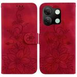 For Infinix Smart 7 HD Lily Embossed Leather Phone Case(Red)