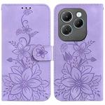 For Infinix Hot 40 / Hot 40 Pro Lily Embossed Leather Phone Case(Purple)