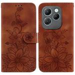 For Infinix Hot 40 / Hot 40 Pro Lily Embossed Leather Phone Case(Brown)