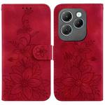 For Infinix Hot 40 / Hot 40 Pro Lily Embossed Leather Phone Case(Red)