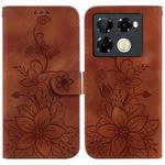 For Infinix Note 40 Pro+ 5G Lily Embossed Leather Phone Case(Brown)