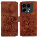 For Infinix Note 40 4G Lily Embossed Leather Phone Case(Brown)